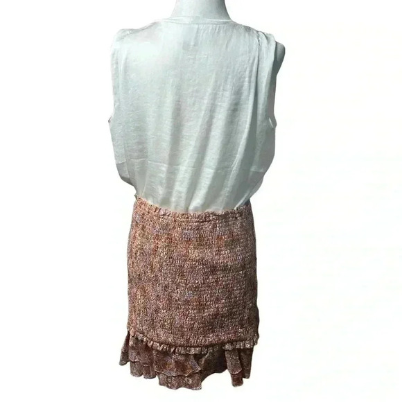 Veronica Beard Melodie Floral-Print Smocked Cotton Mini Skirt - Coral Size 10 - Picture 4 of 11